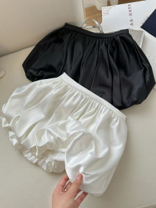CHOEFULYN | White Glossy Satin High Waist Puff Skirt Summer New Arrival Short Skirt