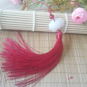 จี้ตกแต่งหางกระดุมดอกบัวหยกสีขาวสไตล์ย้อนยุค DIY ทำมือ สีดำ เครื่องประดับแฟชั่นอื่นๆ