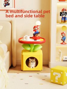 RUIDEDAN | Cute Semi-Enclosed All-Season Cat Bed with Nightstand