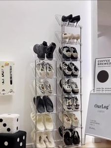 ชั้นวางรองเท้าโปร่งใส ชั้นเก็บ 9 ชั้น วางรองเท้า ยินดีสำหรับการเก็บรองเท้า รองรักษา และใช้งานที่กว้าง