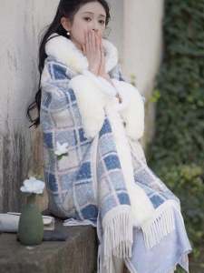 Áo Khoác Len Dày Có Mũ Trùm Đầu Áo Khoác Ngoài Nữ Mùa Đông Áo Khoác Len Cổ Lông Cừu Áo Khoác Ngoài Thời Trang Thường Ngày