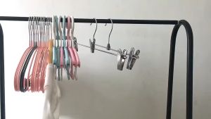 Stainless Steel Clothes Hanging Rack Household Trouser Hangers with Clips Pants Hanger Organizer