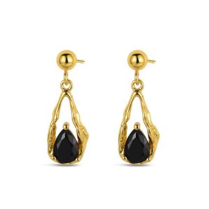 Black Awn Vintage Silver Color Earring Water-drop Black Spinel Drop Wedding Earrings for Women Fashion Jewelry Bijoux I366