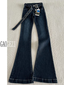 Quần Jeans Denim Ống Loe Màu Xanh Cao 180 Cm Cho Nữ Quần Dài Đến Sàn Ôm Dáng Ôm Dáng Cổ Điển Cạp Thấp