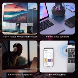 KEBIDUMEI USB Bluetooth 6.0 Adapter BT6.0 Dongle for PC Wireless Mouse Keyborad Music Audio Receiver USB Transmitter Driver Free