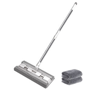 [Vodool Brand Center] Floor Telescopic Mop with Telescopic Handle Wet Dry Mop with Mop Pads & Scraper for All Home/Bathroom/Office