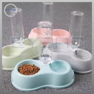 2 in 1 Automatic Pet Feeder with Bottle Plain Bowl Dish Type for Dogs Cats Continuous Water Supply