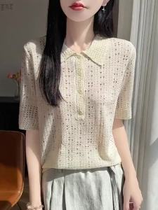 BALANYANG | Unique Hollow-out POLO Collar Short Sleeve T-shirt