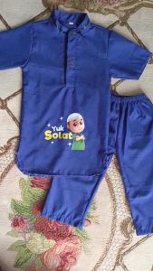 Setelan Koko Anak Laki Laki Karakter Nussa Yuk Solat Tangan Pendek Model Kurta List Elegan 2-8 tahun