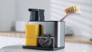 Yo-Fun Stainless steel dishwashing and storage combination shelf Kitchen Multi functional sink detergent soap dispenser Hand sanitizer bottle
