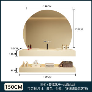 Cream Style Stone Plate Hot Bend Whole Washbin Bathroom Cabinet Combination Solid Wood Bathroom Corian Washstand Washbasin