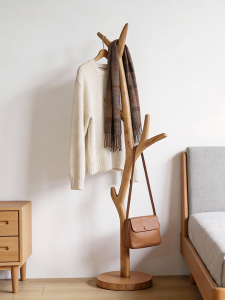 Japanese Simple Wooden Free-standing Clothes Rack