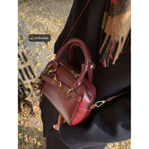 Retro Red Bag Female Fall and Winter 2024 New Arrival Tide Fashion Satchel Bowling Bag Multi-Functional Shoulder Messenger Bag