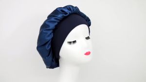 1pcs Womens Satin Solid Wide-brimmed Sleeping Hair Sleeping Cap Hat Hair Care Bonnet Nightcap Curly Hair