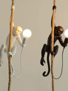 Nordic Monkey Resin Lamp Cord Childrens Room Ceiling Light Restaurant Bar Hallway Pendant Lamp Creative Bedroom Hall Light