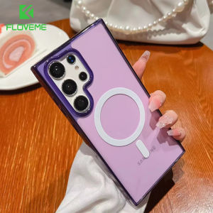 FLOVEME Luxury Matte Clear Phone Case For Samsung Galaxy S23 Ultra S23+ Plus Wireless Charging Transparent Acrylic Hard Shockproof Back Cover For Samsung S23