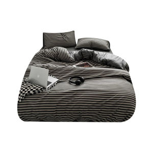 Simple Black Striped Button Design Bedding Set ZOEO2025 Spring New Arrival Four-Piece Sheet Cover Duvet Cover Bedding Accessories