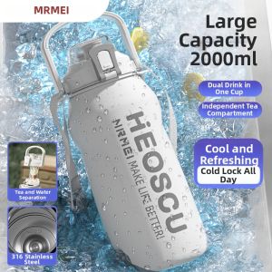 Insulated Large Capacity Water Bottle for Middle School Students and Outdoor Use 2000ml
