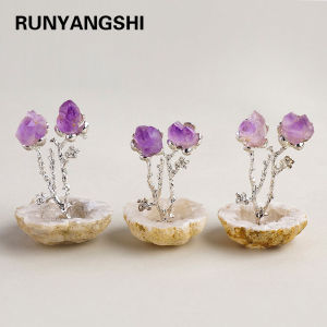 1PC Handmade Natural Crystal Amethyst Agate Geode Healing Stone Cluster Ornament - Home Decor Gift