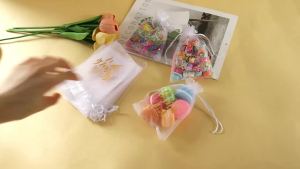 20/40pcs 15x10cm Thank You Letter Organza Bags Mesh Drawstring Gift Bags Wedding Flotal Favors Pack Bags Birthday Party Supplies