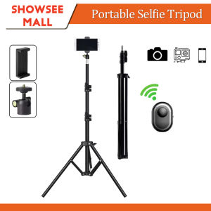 Portable Tripod 2.1m Extendable Selfie Stand with Bluetooth Shutter Phone Bracket 360 Rotatable Tripod Stand Live Streaming Phone Holder