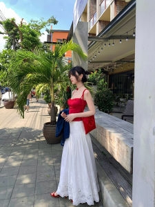 Phong Cách Cổ Điển Pháp Thêu Ren High Vòng Eo Dáng Chữ a Chân Váy Midi Hollow out Half Body Váy Cotton Vải Bông Chất Liệu Phong Cách Đi Làm