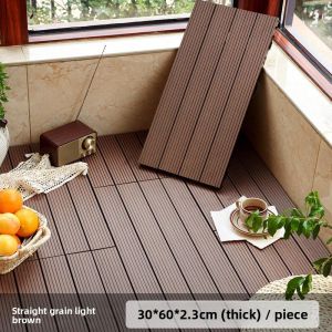 Outdoor Interlocking Plastic Wood Floor Tiles Balcony Bathroom Mat Eco-friendly Anti-corrosion No-beam Patio Courtyard