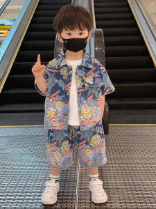 น่ารัก Little Boys  เดนิม เสื้อเชิ้ตและ กางเกง ชุด ฤดูร้อน มีสไตล์ เท่ห์ เด็กทารก เสื้อผ้าแฟชั่นสตรีทกับ Ultraman ดีไซน์ ผ้าฝ้าย ผ้าผสม