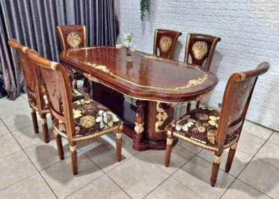 meja makan oval 6 kursi