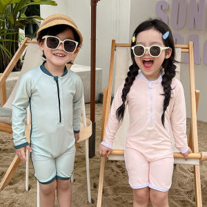Korean Childrens Swimsuit Baby Swimsuit Infant Boys One-Piece Long Sleeves Quick-Drying Cute Girls Western Style Swimsuit
