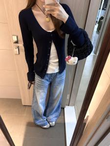 Quần Jeans Ống Rộng Xanh Nhạt Phong Cách Mỹ Cổ Điển Cho Nữ Quần Dài Đến Sàn Cạp Cao Ôm Dáng Quần Jeans Denim Thường Ngày