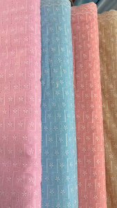 ผ้าเมตร ผ้าลูกไม้คอตต้อนปัก ปักฉลุ ลายดอกไม้ ผ้าลูกไม้เกาหลี นำเข้า หน้ากว้าง 45 นิ้ว หน่วยขายเป็นเมตร