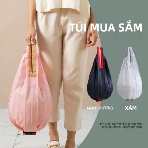 Túi Mua Sắm Lớn Bằng Nylon Có Thể Tái Sử Dụng Di Động Thân Thiện Với Môi Trường Có Thể Gấp Gọn Đeo Vai Cầm Tay Kiểu Giản Dị Có Túi Nhỏ Đựng Đồ Tạp Hóa