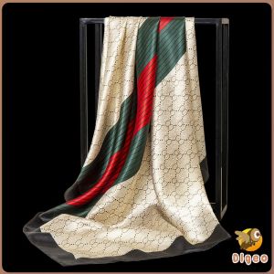Digeo Vintage Print Scarf Female 90*90cm Satin Large Square Scarf 2023 New Fashion Square