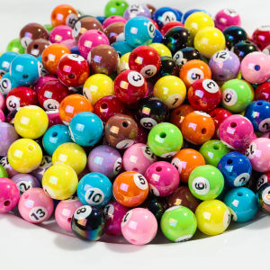 20pcs สีรุ้งอะคริลิค 16 มม.ดิจิตอลบิลเลียดหลวมลูกปัดสําหรับ DIY สร้อยข้อมือสร้อยคอพวงกุญแจเครื่องประดับทําอุปกรณ์