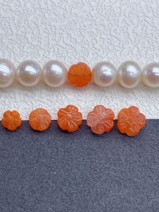 ธรรมชาติ South Red Agate ดอกไม้ Spacer ลูกปัดห้ากลีบ Through-hole < Ne1> ลูกปัด Diy สร้อยข้อมือลูกปัดสตริงอุปกรณ์เสริม