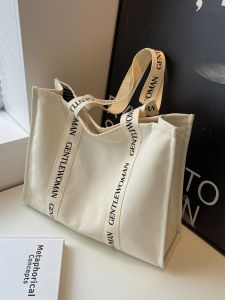 New Fashionable Thai Canvas Tote Bag Large Capacity Shopping Bag for College Students Commute Bag Soft Shoulder Tote