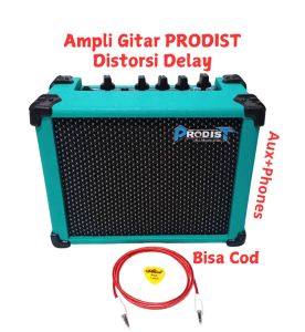Ampli Gitar Mini Distorsi Delay -Ampli Gitar Mini 4 Inch Sudah Delay Distorsi Aux + Phones Suara Mantap
