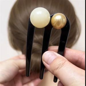 Phụ Kiện Tóc Kiểu Trung Hoa Cổ Điển U-Shaped Hairpin Hanfu Modern Simple Three-Tooth Hairpin Hair Comb Phụ Kiện Tóc Tròn