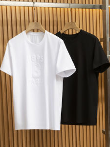 เสื้อยืดคอกลมแขนสั้นทรงหลวมสไตล์มินิมอลสำหรับผู้ชาย ทรงหลวมสบาย ๆ สำหรับฤดูร้อน เสื้อยืดผู้ชาย แฟชั่นสตรีทสไตล์มินิมอล