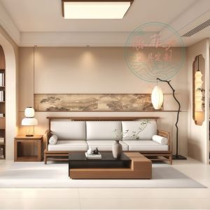 New Chinese Style Designer Solid White Basswood Sofa Coffee Table Combination Zen Living Room for Hotels And Homestays