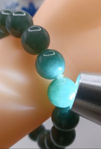 💘100％ Authentic Brand New "A" grade Burmese jade bracelet auspicious soothing lake green colour beads unique high translucency large size beads (diameter13mm x 16units) lustrous surface 98%> perfection rare collectable item