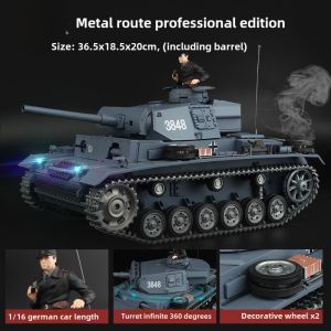 Heng Long 1/16 Scale L Type Remote Control Tank Model Metal Tracks Smoke Emission Climbing off Road Vehicle Toy for Ages 12+