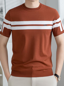 J&FO | Men Summer Slim Fit Breathable Striped T Shirt Short Sleeve
