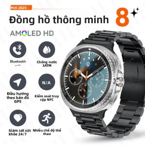 Đồng Hồ Thông Minh Cổ Điển Dành Cho Nam Và Nữ Mới GPS La Bàn NFC Nhịp Tim 3ATM Màn Hình AMOLED HD Chống Nước Chức Năng Gọi Bluetooth