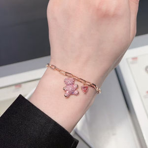 Cute Teddy Bear Crystal Necklace Womens Fashion Jewelry Valentines Day Gift  out New Alloy Pendant  out New