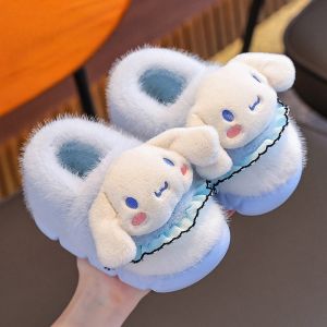 Dép Đi Trong Nhà Bằng Vải Cotton Lót Lông Cừu Có Gót Dép Đi Trong Nhà Hoạt Hình Chống Trượt Cho Trẻ Em Dép Đi Trong Nhà Gấu Chó