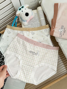 New 2025 Cartoon Bear 7A Antibacterial Ladies Mid-Waist Breathable Anti-Chafing Cotton Ladies Triangle Panties Underwear