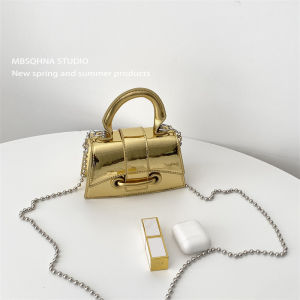 MBSQHNA Luxury Glossy Mini Crossbody Bag for Women Fashionable Y2K Trendy Chain Strap Small Square Bag Casual Use