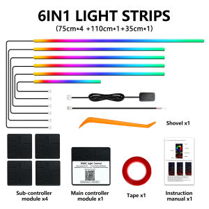 18 in 1 Car Interior Acrylic LED Ambient Lights APP Control RGB Symphony Atmosphere Lamp 16 Million Colors Music LED Strip